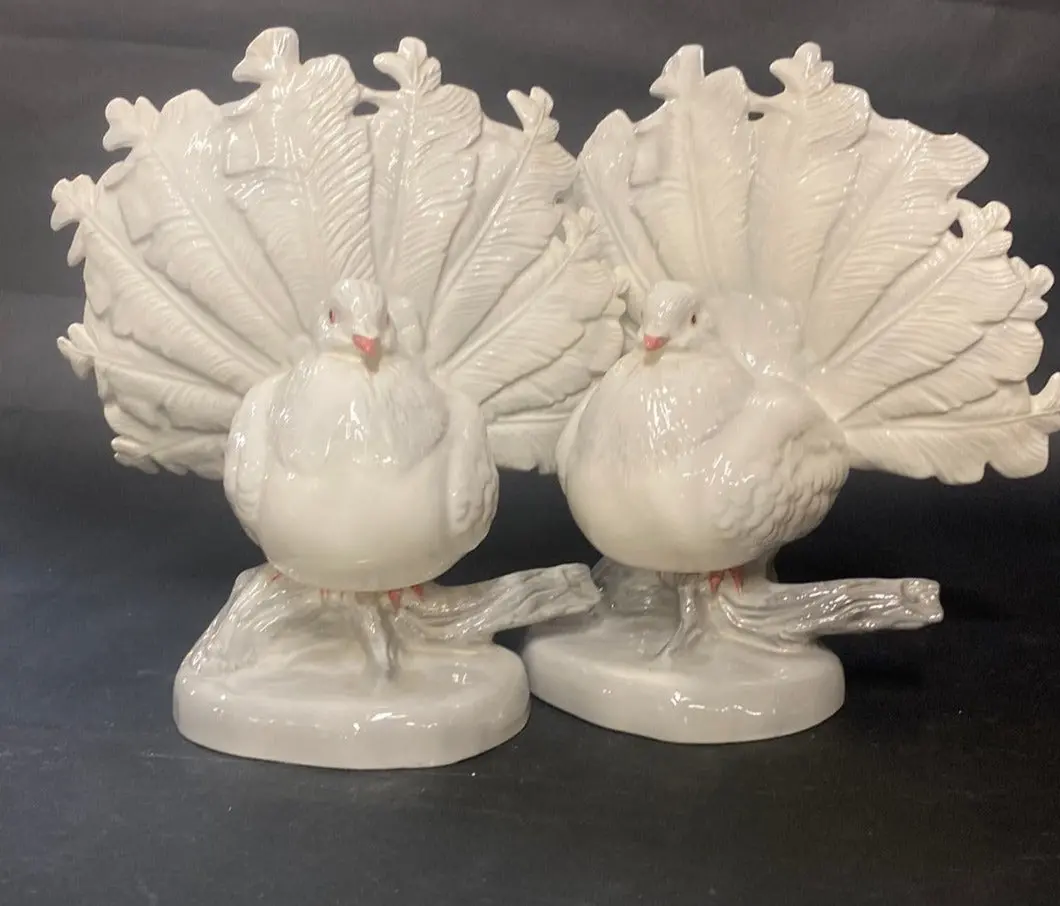 Pair Of California Porcelain Pigeons - As Is 1