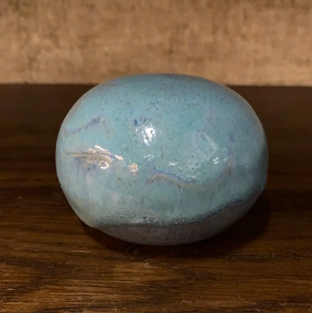 Blue Glazed Pottery Paper Weight 1