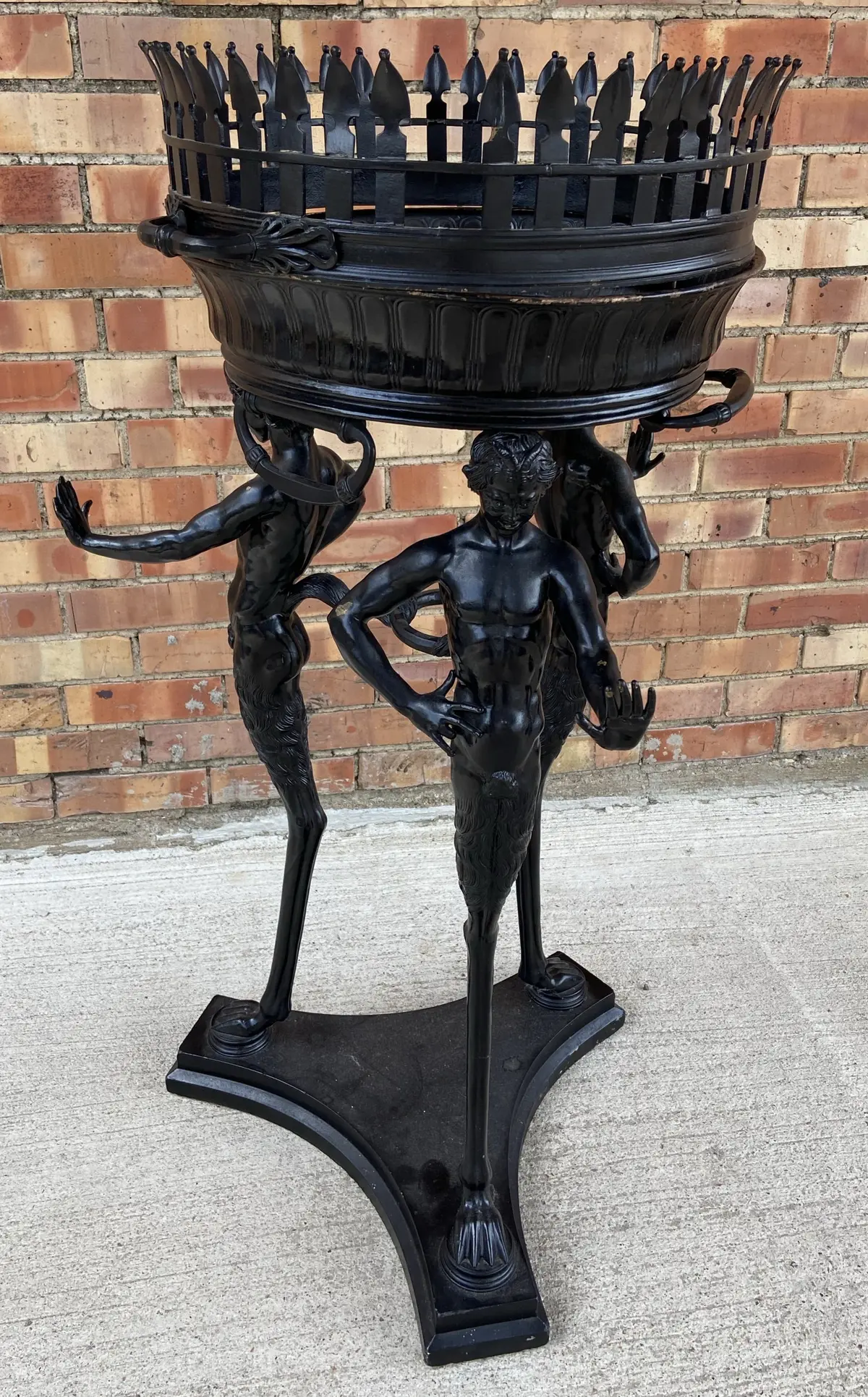 Black Planter With 3 Satyr Supports 1