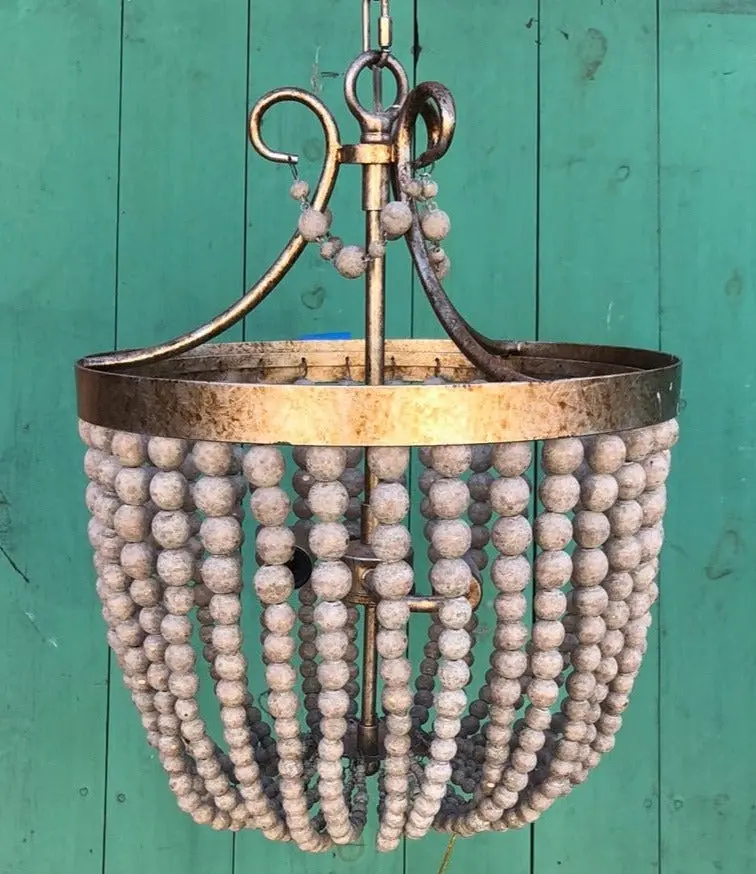 Wood Bead Chandelier 1