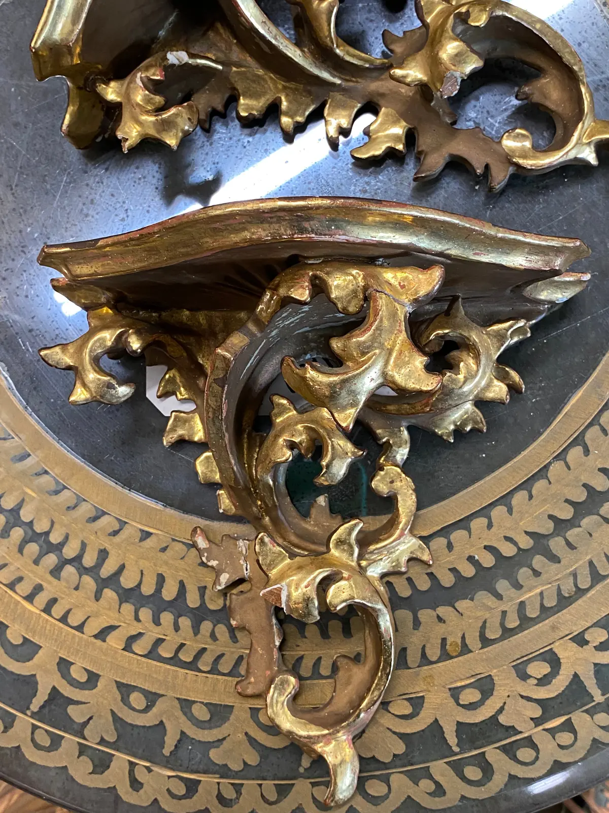 Pair Of  Gilt Frilly Shelves 1