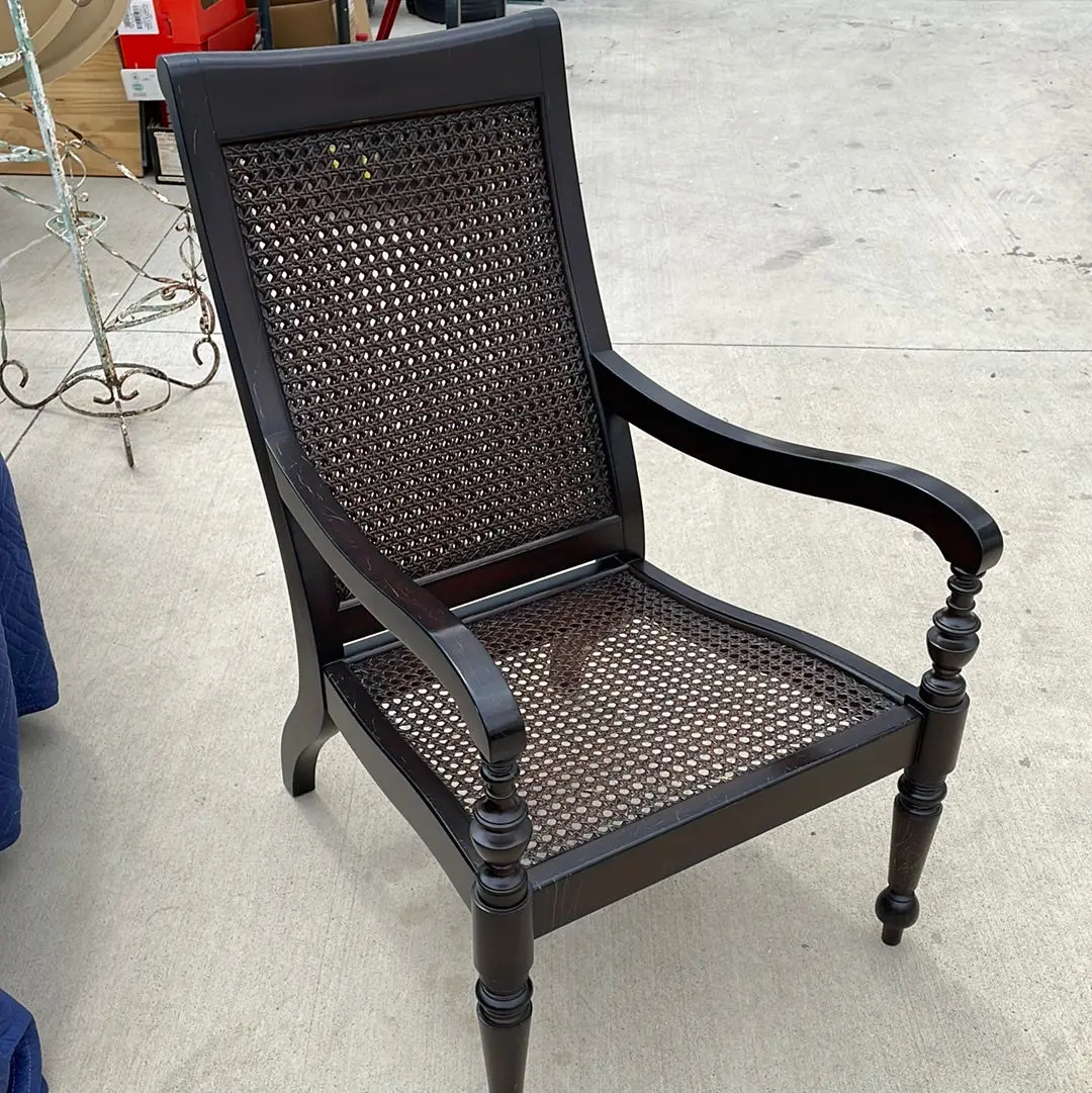 Pair Of Caned Large Mahogany Arm Chairs - As Found 1