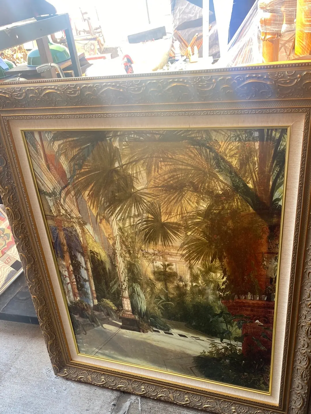 Framed Giclee Of Courtyard With Palm Trees 1