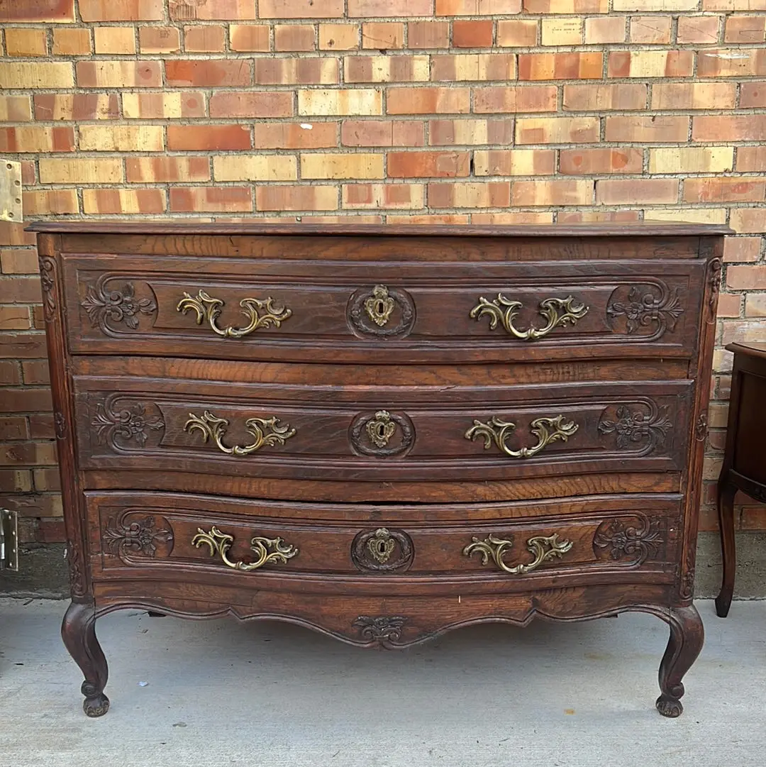 Large Early Dark Oak Bow Front Country Chest 1