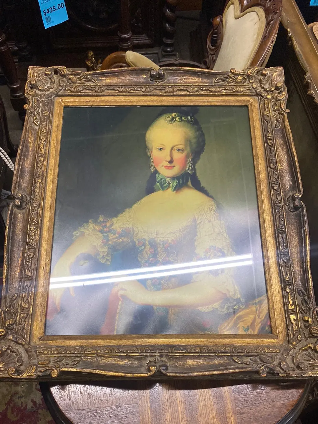 Madame Pompadour Lady In Ornate Gold Frame 1