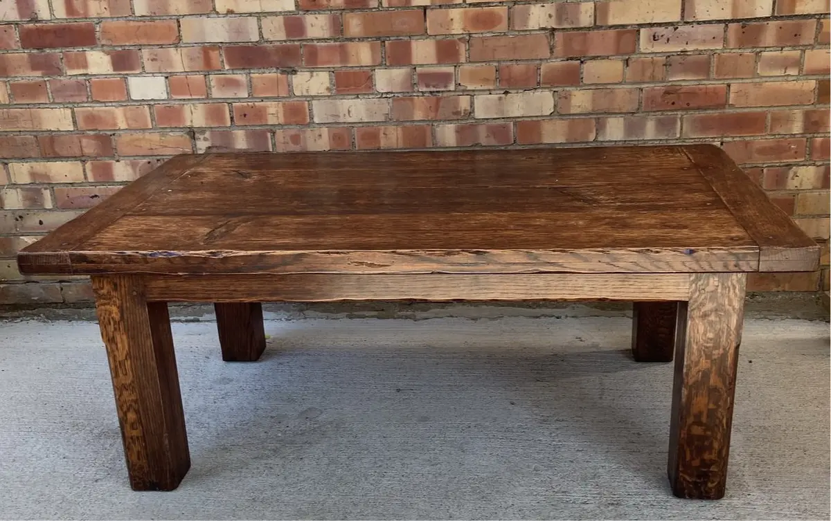 Large Arts And Crafts Oak Pegged Coffee Table 1