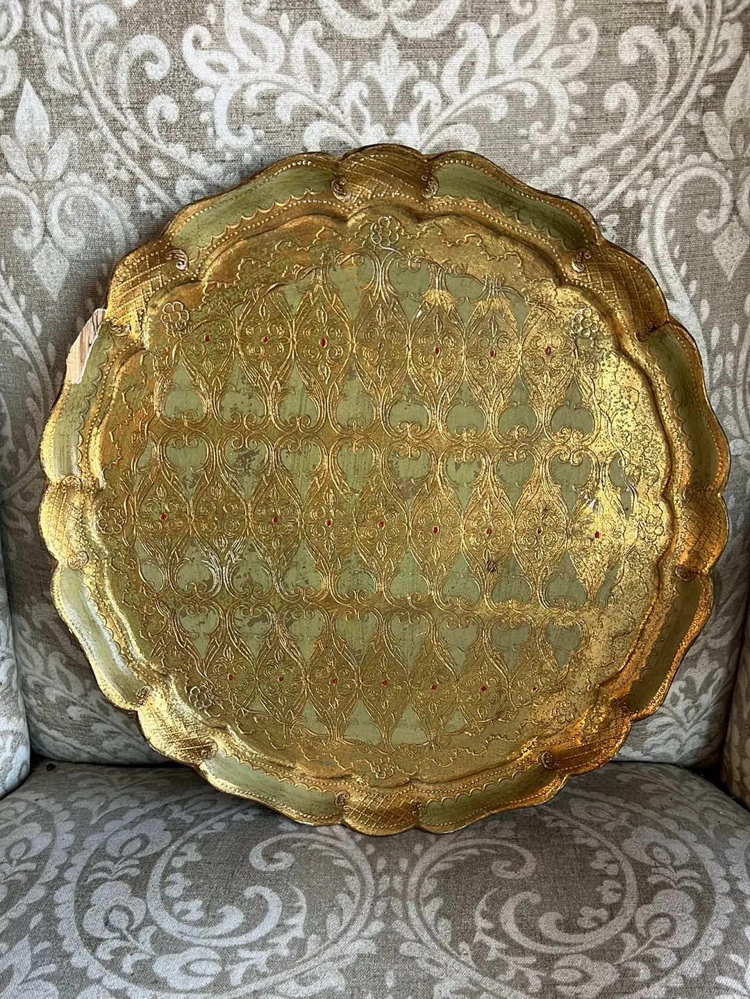 As Is Small Round Florentine Tray 1