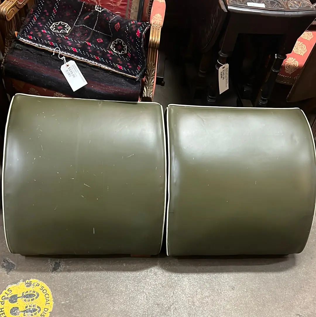 Pair Of Green Wedge Ottomans 1