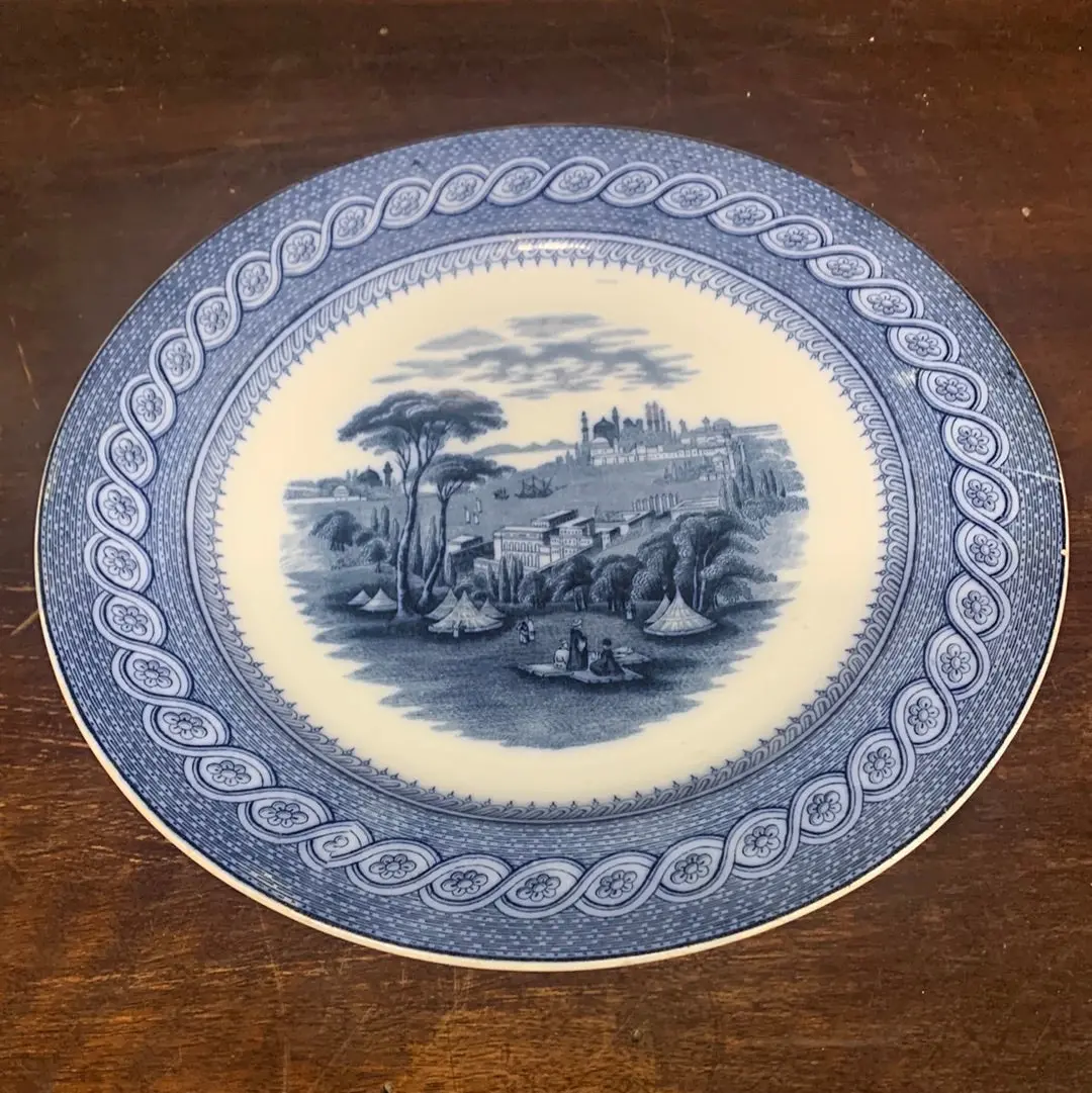 English Blue & White Transferware Plate 1