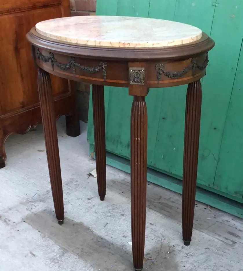 French Deco Marble Top Occasional Table With Ormolu 1