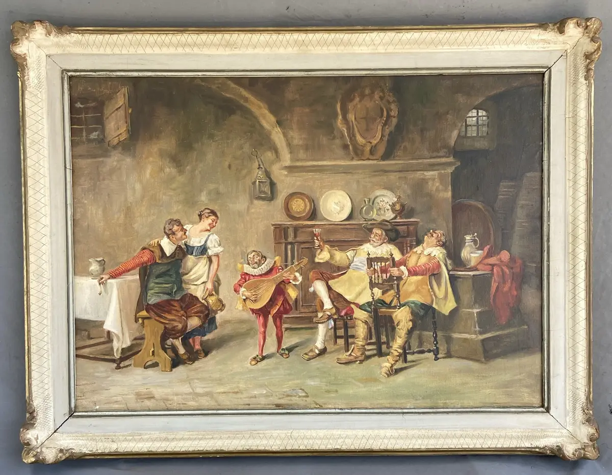 Italian Salon Painting With Lute Player 1