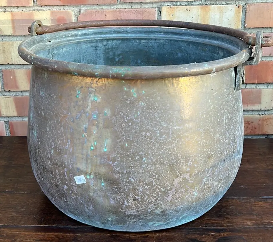 Large Brass Candy Pot With Iron Handle 1