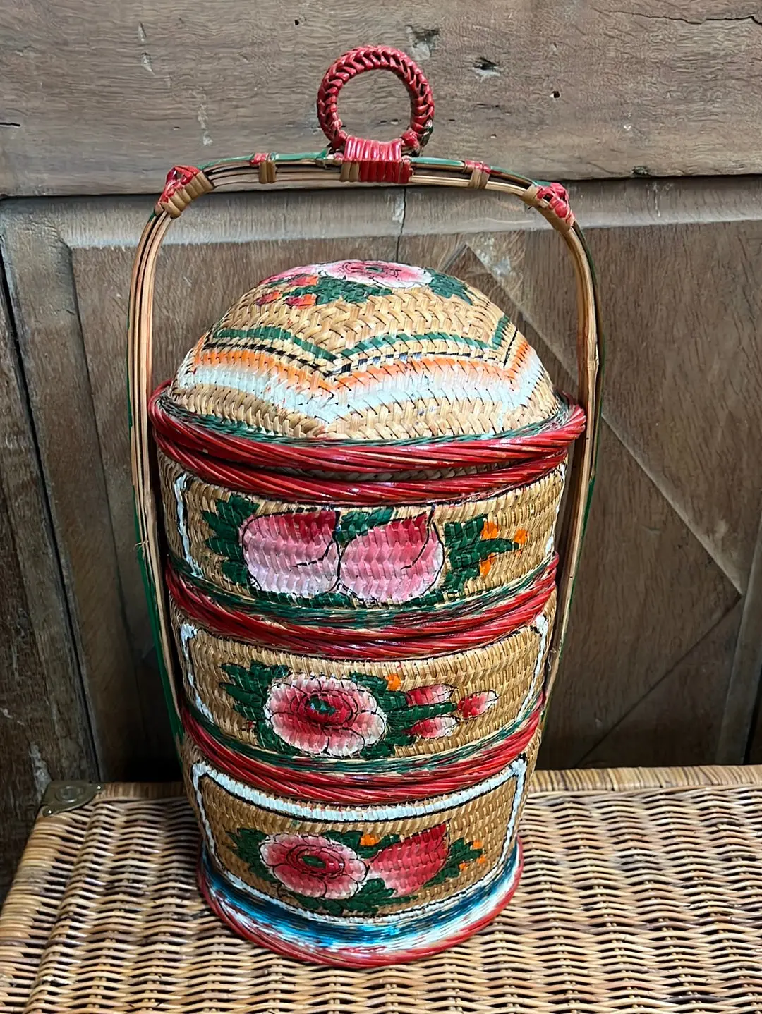 3 Tier Colorful Hand Painted Chinese Wedding Stacking Baskets 1