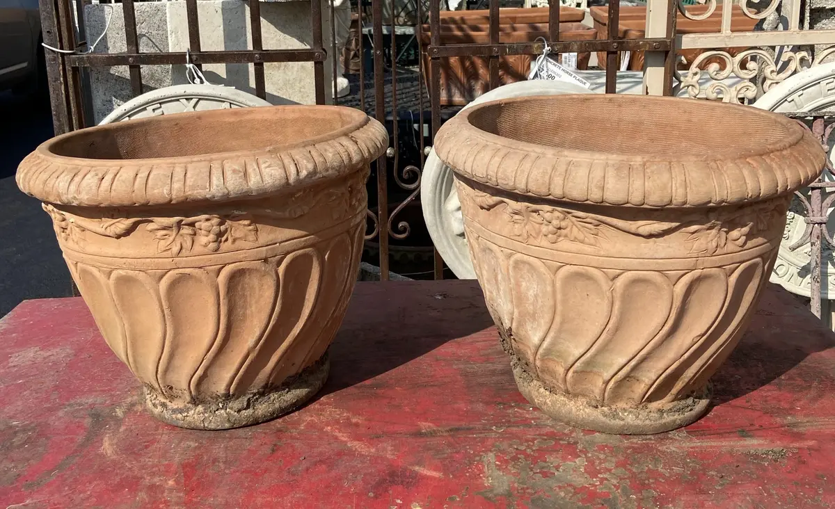 Pair Of Handmade Terra Cotta Pots 1