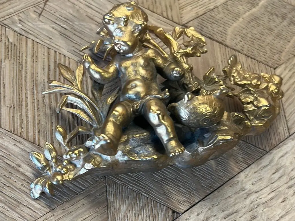 19Th Century Small Gilt Ormulu  Putti With Nature Motifs 1