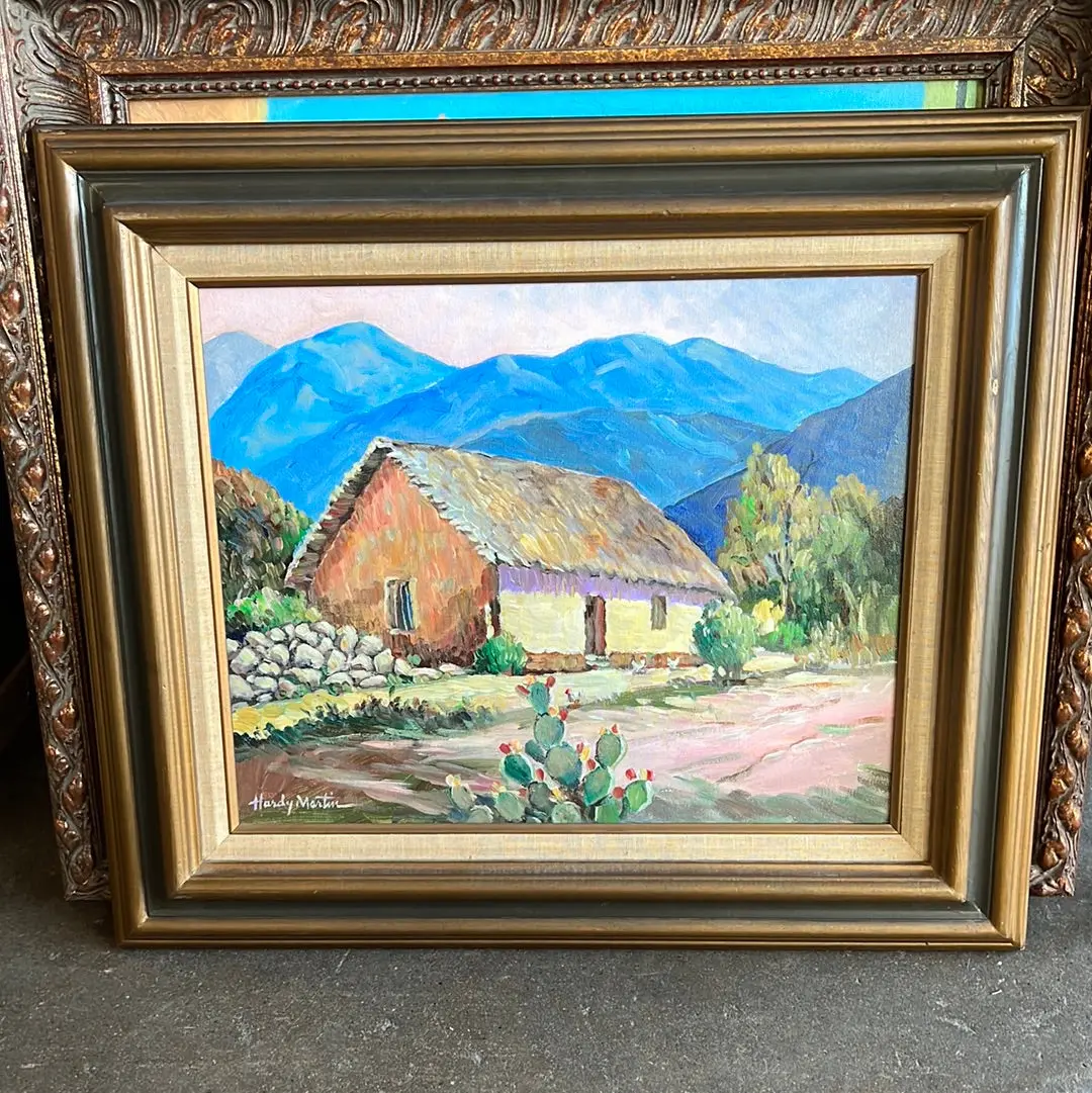 Hardy Martin Mountain Mexican Village With Hut Oil Painting On Board 1