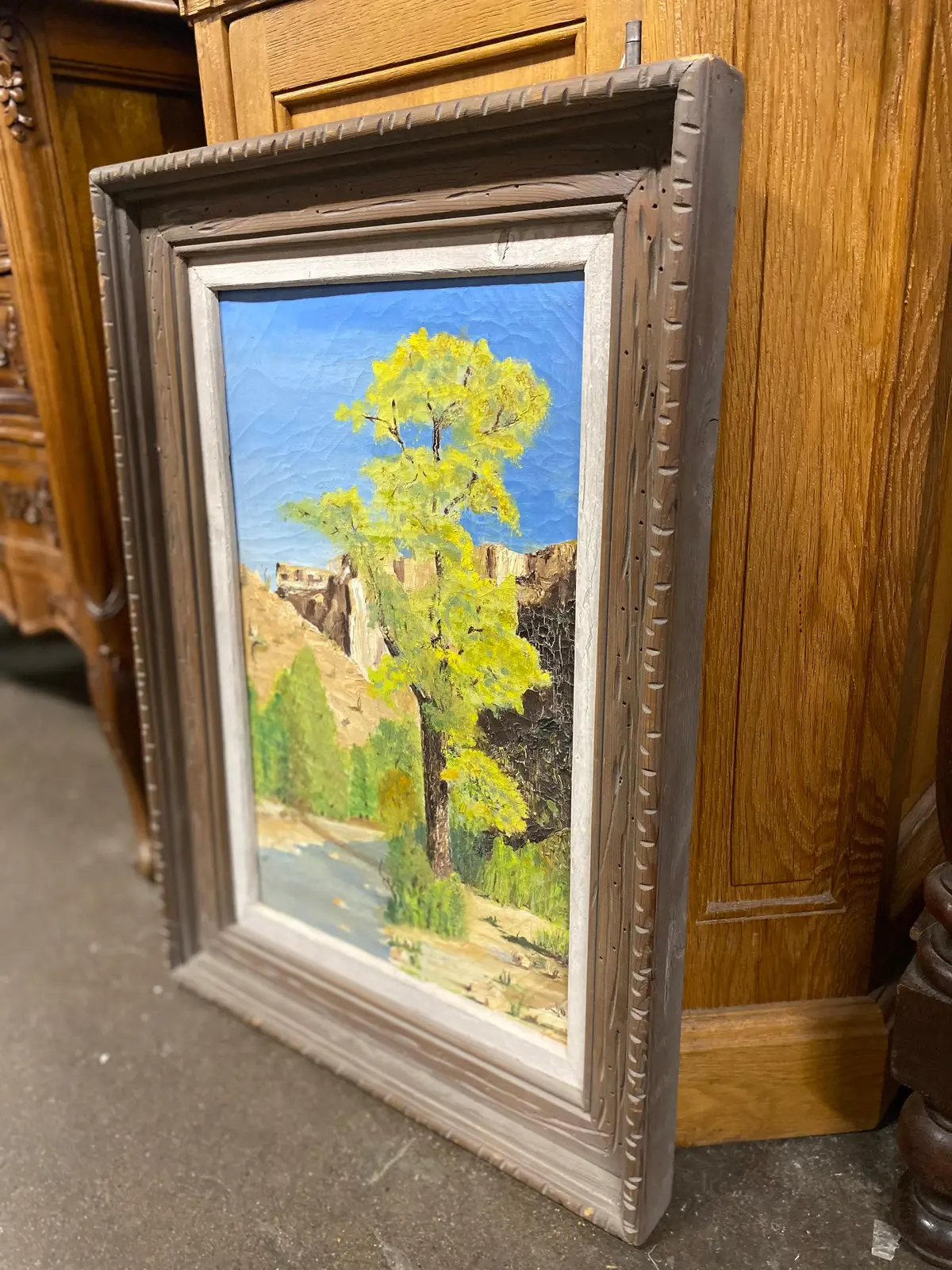 Small Western Landscape With Green Tree-Vertical 1