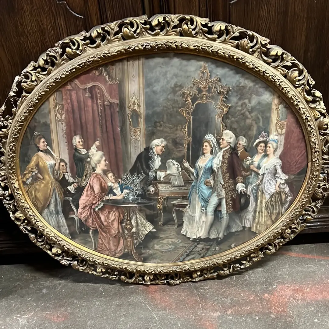 Oval Print Of 18Th C. Interior Scene 1