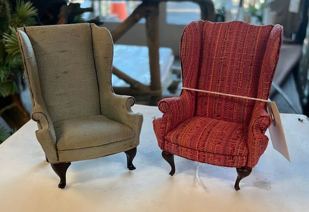 Pair Of Miniature Queen Anne Wing Back Chairs 1