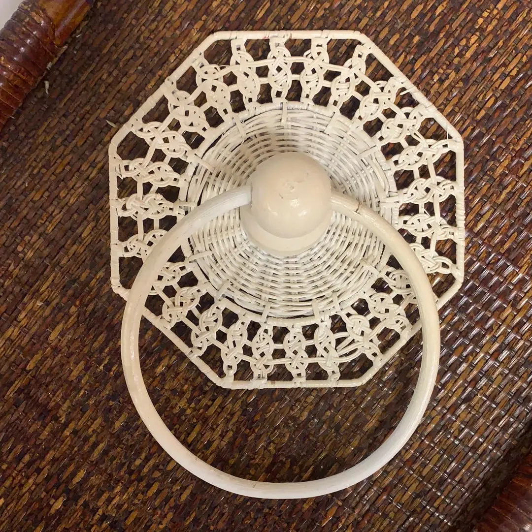White Wicker Towel Holder 1