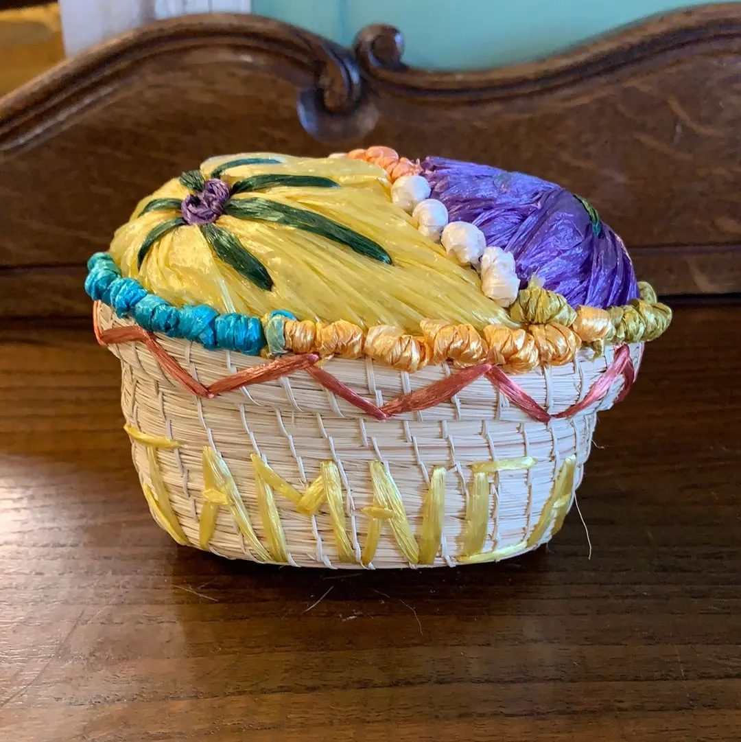 Small Colorful Lidded Basket 1