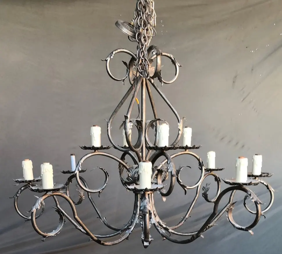 Large Tubular Iron Chandelier 1
