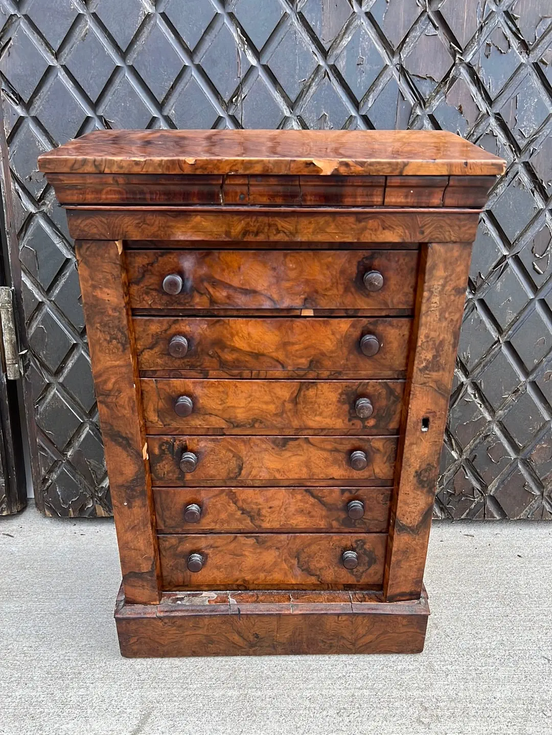 19Th Century Empire Style Burled Jewelry Chest 1