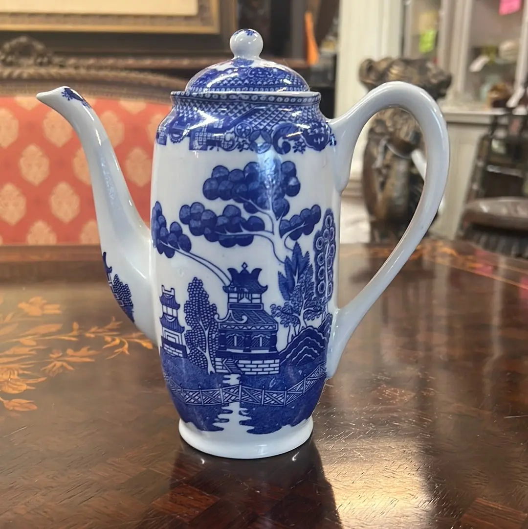 Slender Blue Willow Tea Pot 1