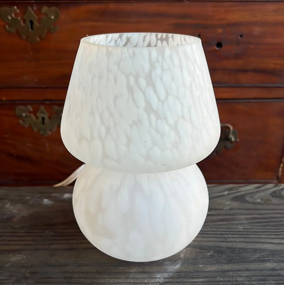 White Frosted Glass Mushroom Shaped Small Lamp 1