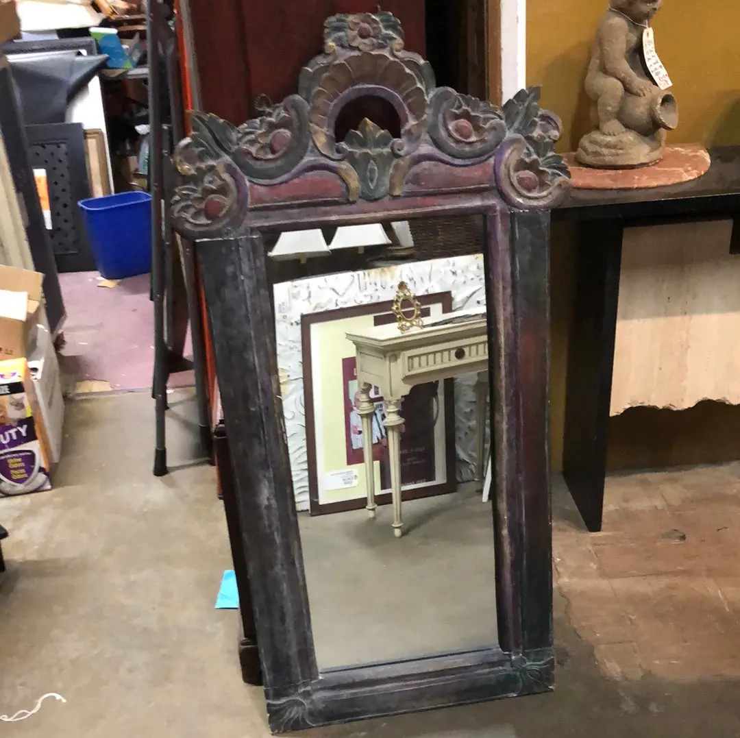 Painted And Carved Mirror-Not Old 1