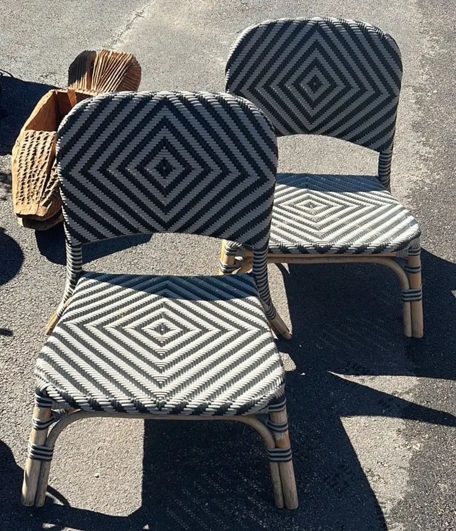 Pair Of Low Bamboo Woven Drinking Chairs 1