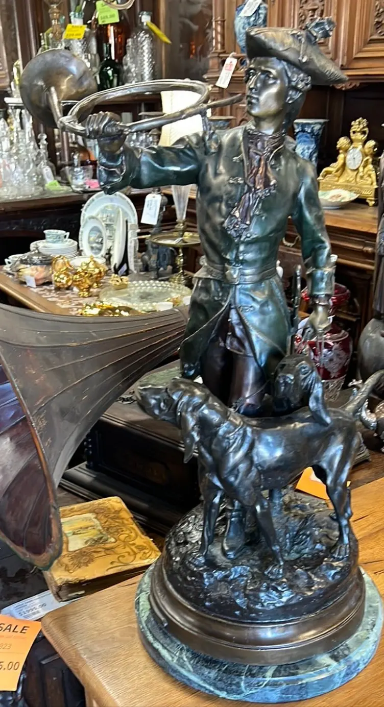 Large Bronze Hunter With Dogs 1