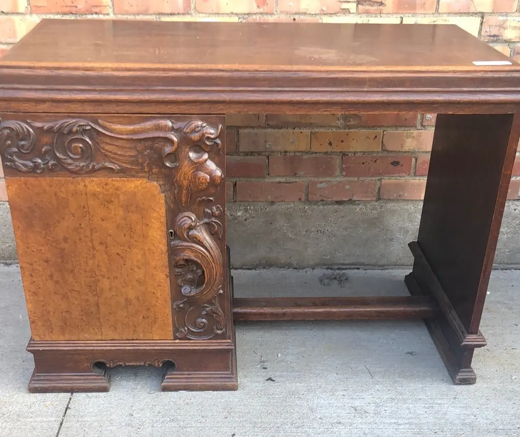 Oak Griffin Carved Child's Desk 1