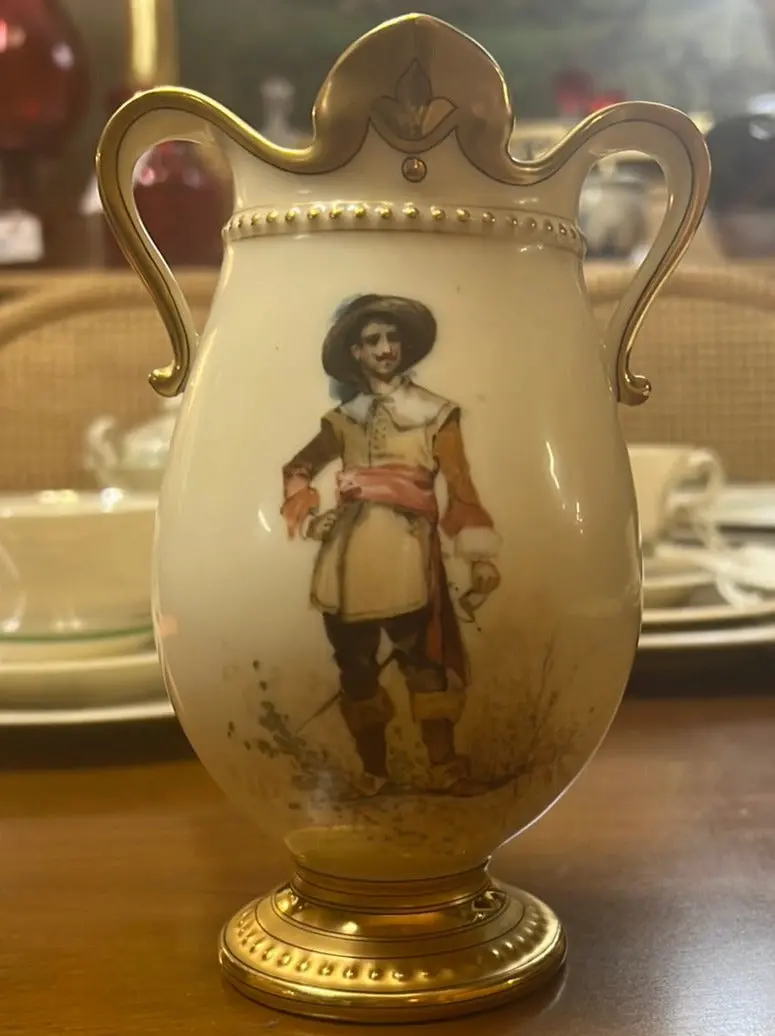 Porcelain Hand Painted And Gilt Swordsman Vase 1