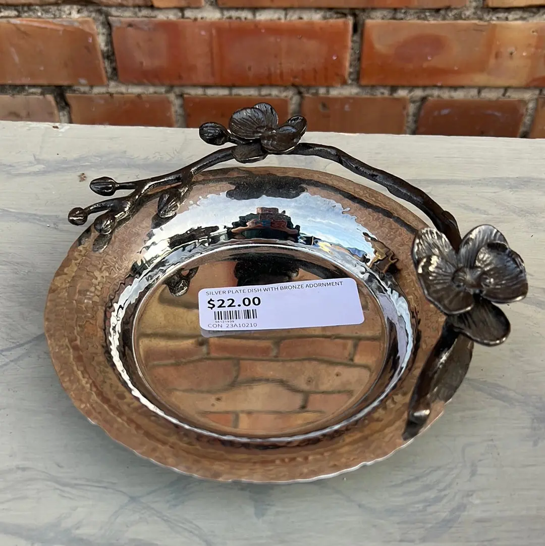 Silver Plate Dish With Bronze Adornment 1