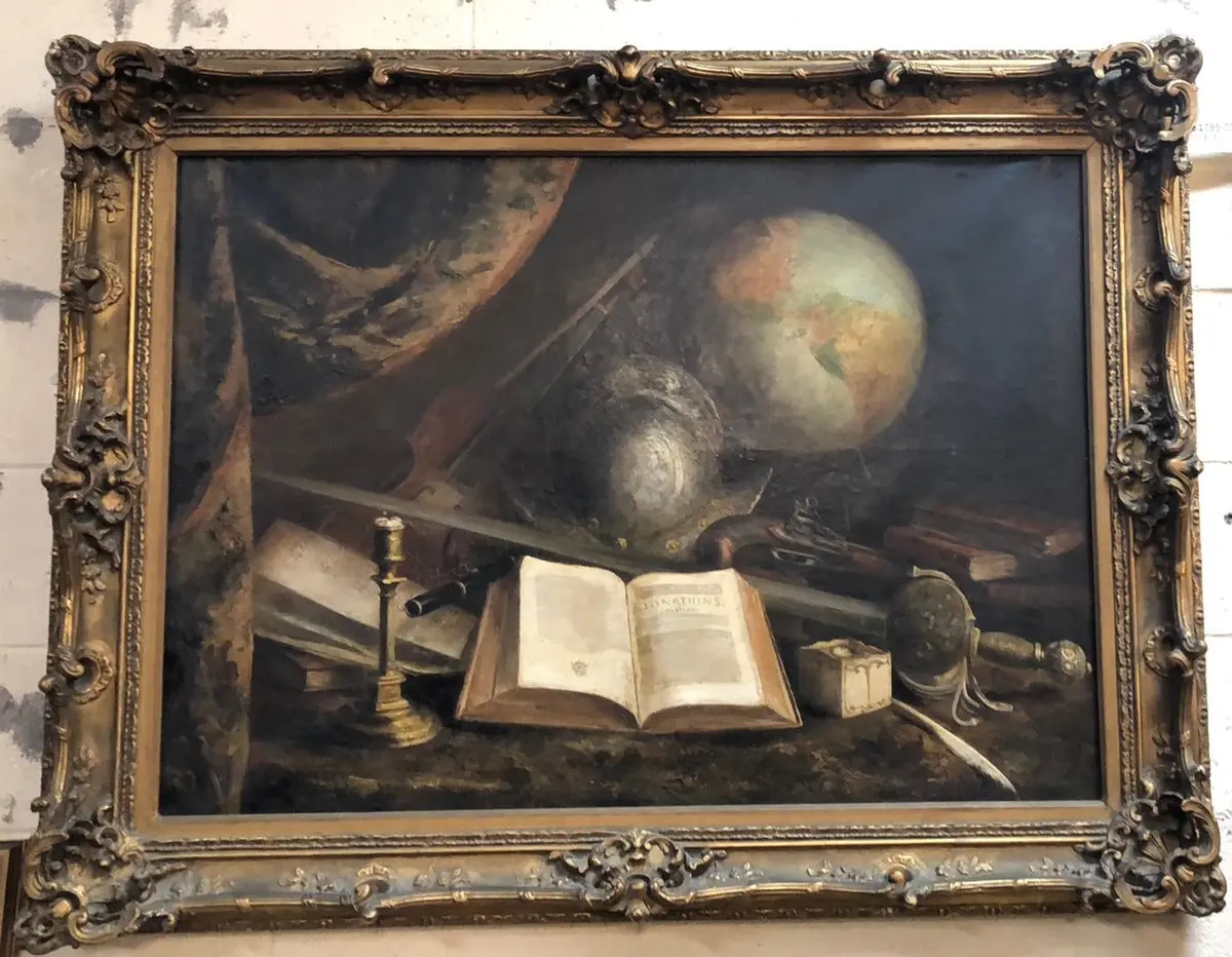 Large Oil Painting On Canvas Still Life With Globe 1