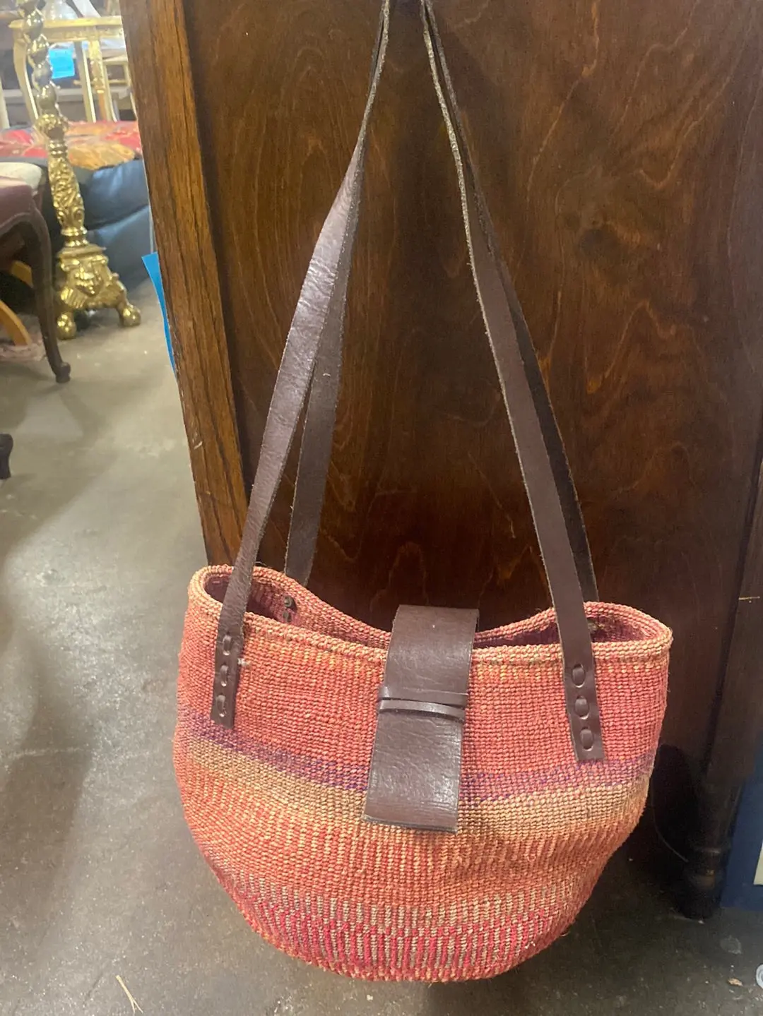 Pink & Sunset Colors Large Sisal Purse 1
