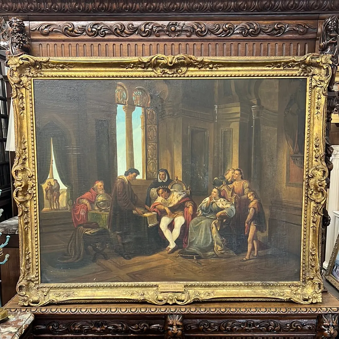 Large Gilt Frame Oil Painting Of Christopher Columbus 1