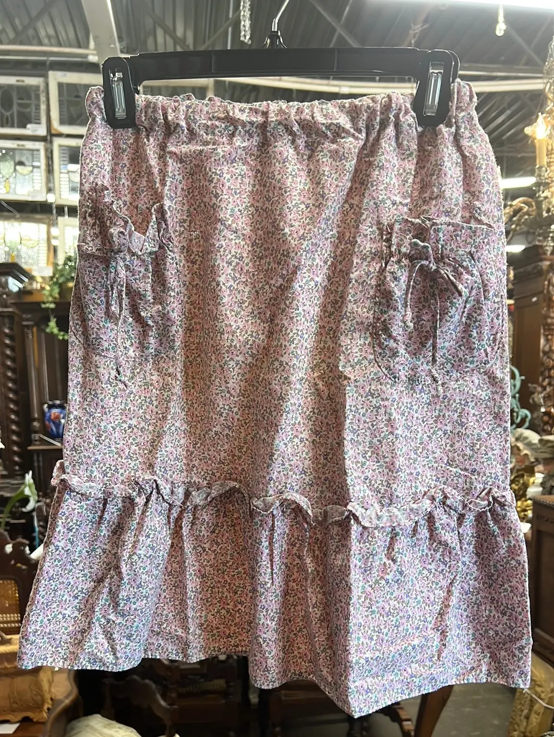 Pink Floral Skirt With Pockets 1