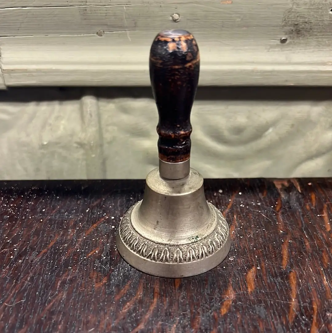 Mini Pewter Bell With Wooden Handle 1