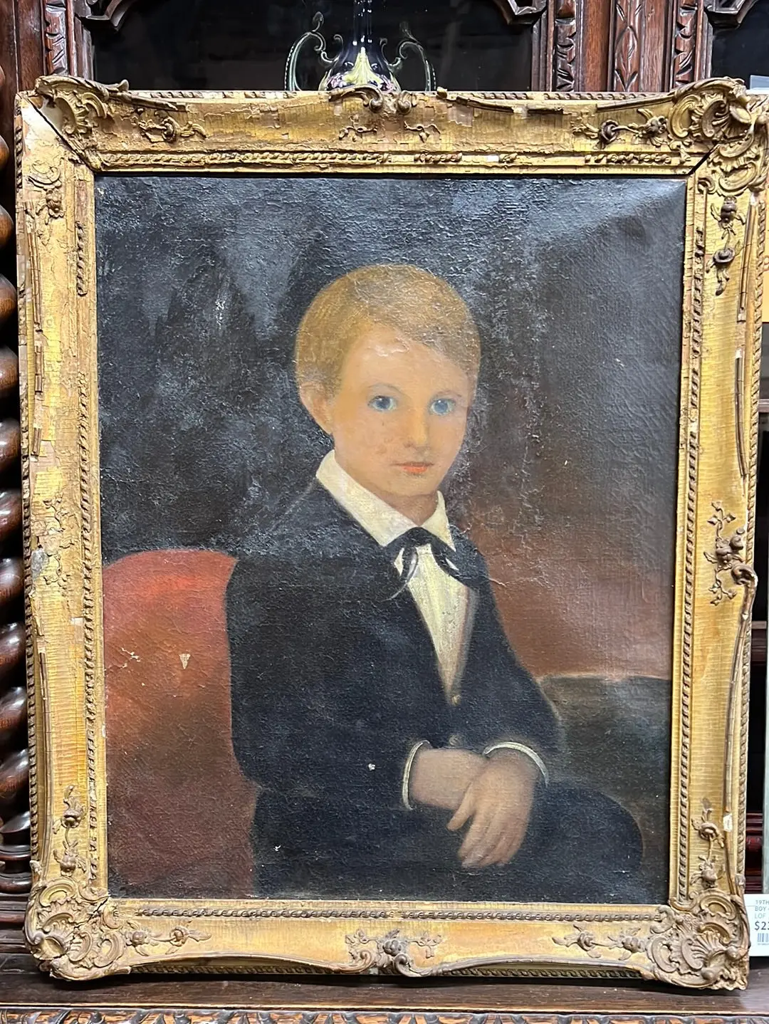 19Th Century Portrait Of A Boy - As Found 1