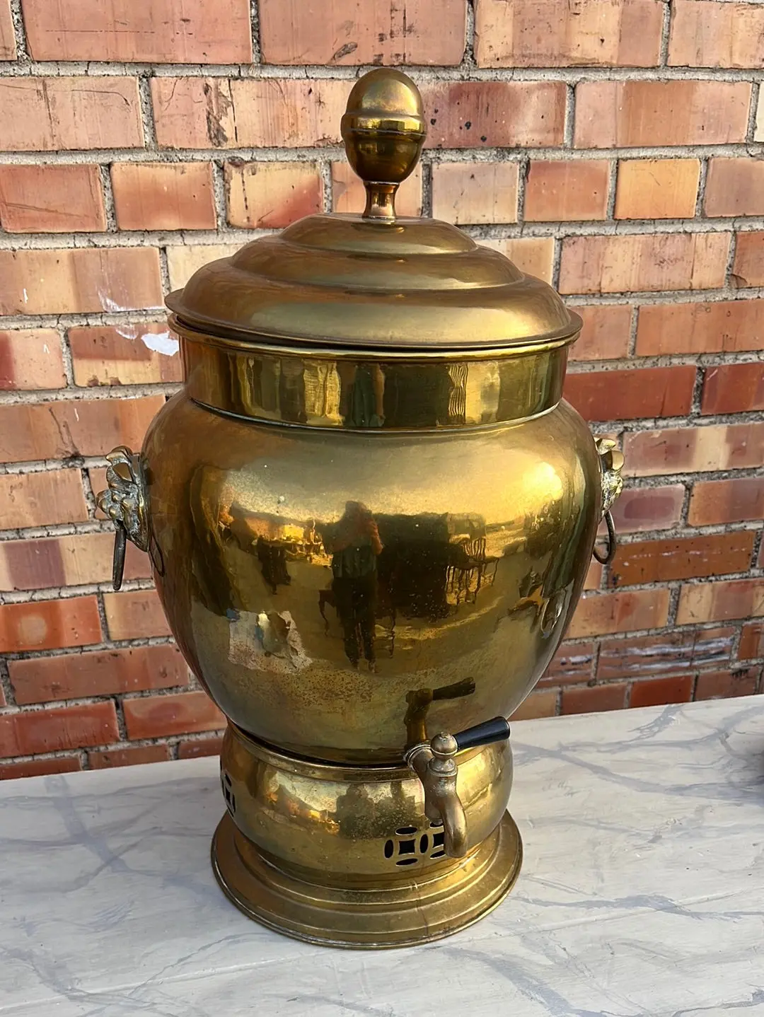 Brass Coffee Samovar With Foo Dogs 1