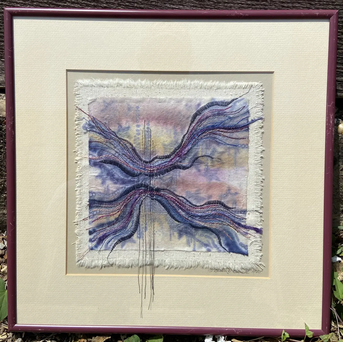 Ivory Matte Textile Framed Art Signed Bernie Rowell 1985 1