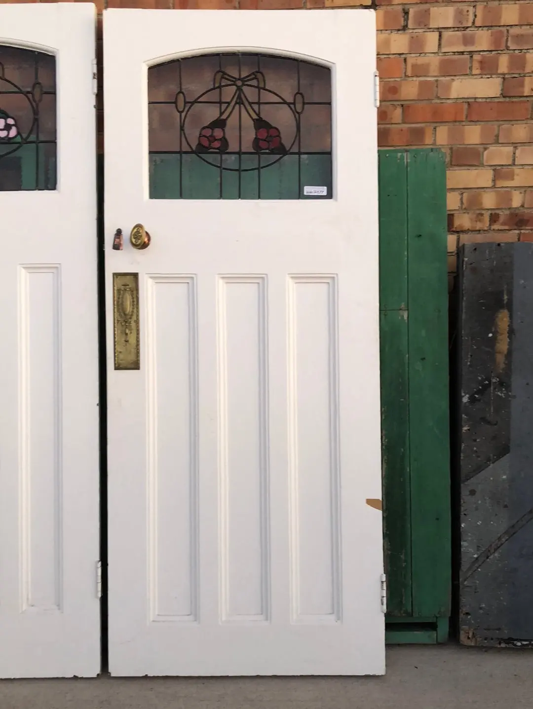 Painted Stained Glass Door With Art Nouveau Hardware 1