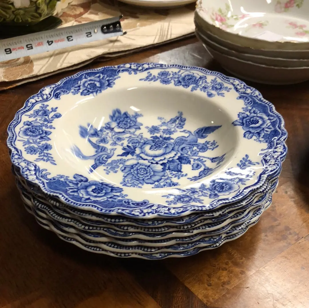 Set Of 7 Blue And White Bristol Crown Ducal Bowls 1