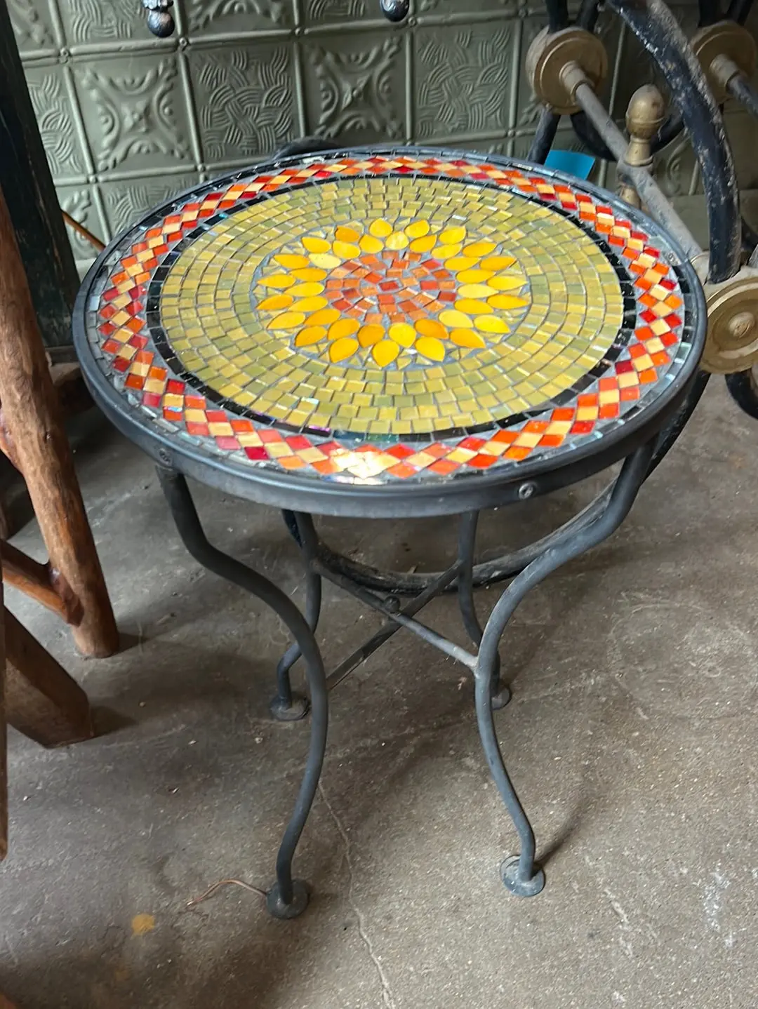 Metal Base Patio Table With Mosaic Tile Top 1