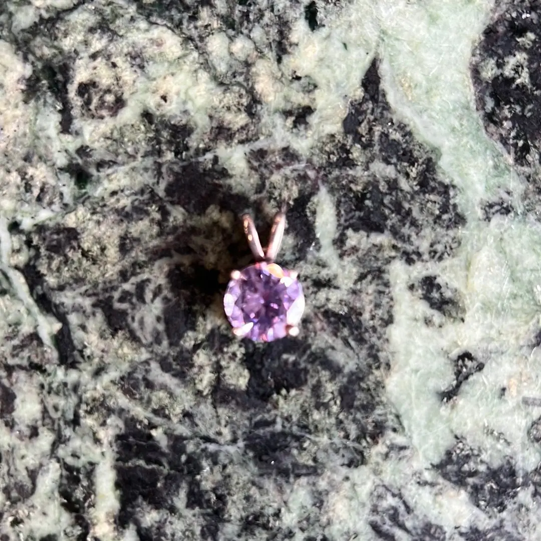 Purple Glass Gem Pedant In Sterling Silver 1