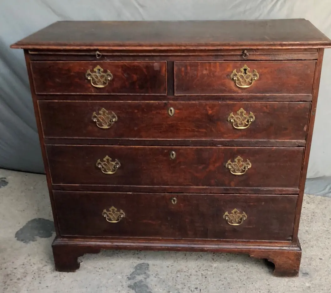 English Georgian Oak Lowboy Chest Of Drawers 1