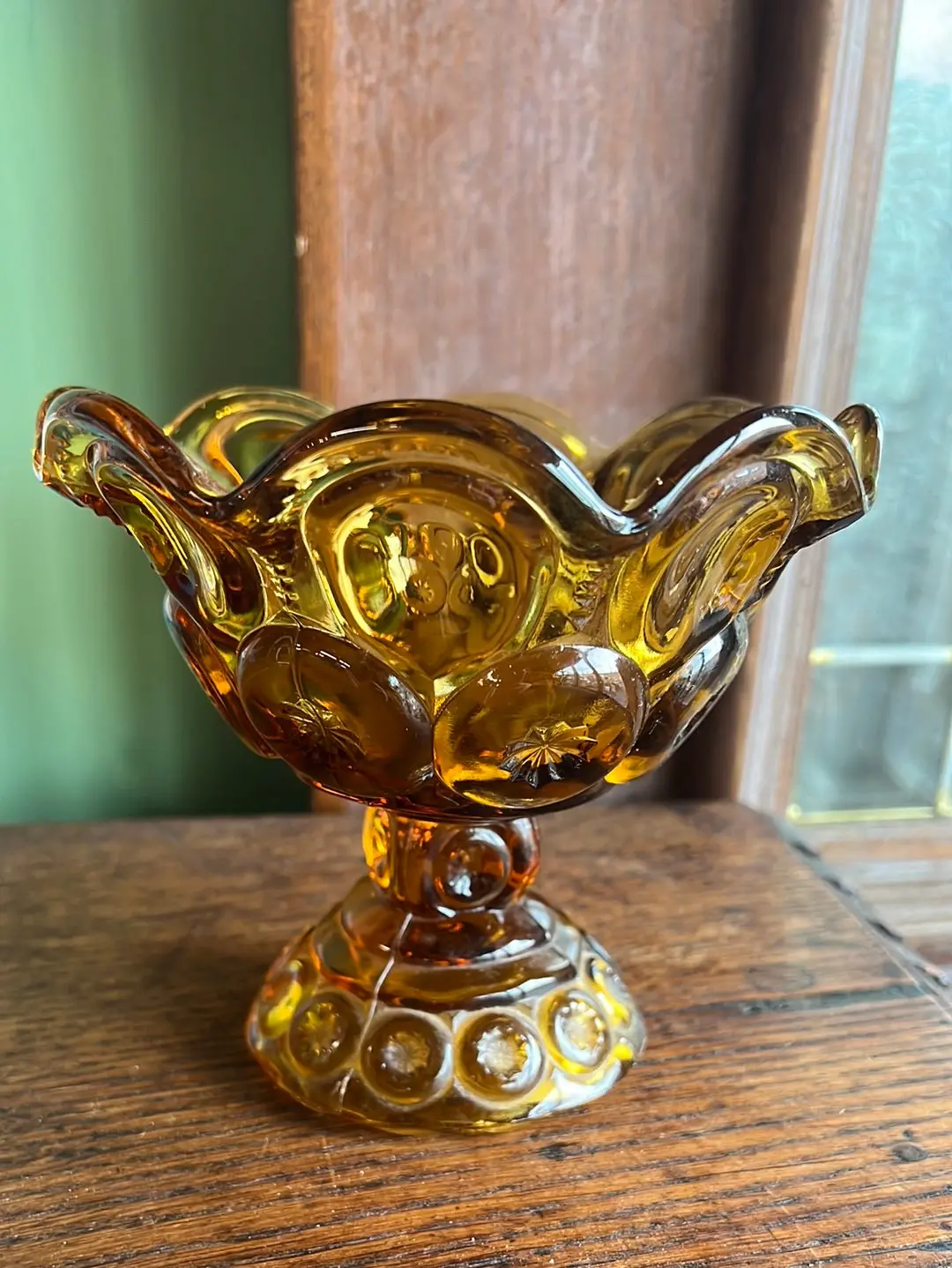 Amber Glass Moon And Stars Compote 1
