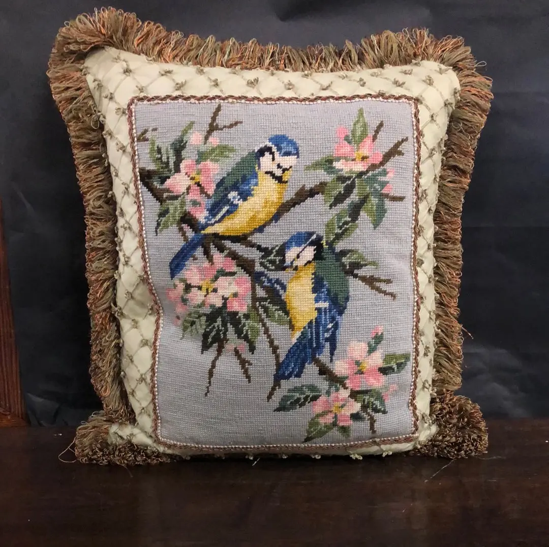 Needlepoint Blue Jays Pillow 1